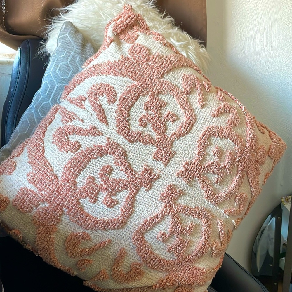 Beautiful decorative pillow peach accents
